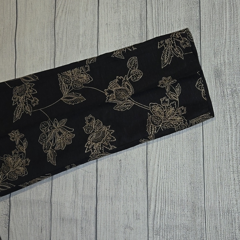 Tommy Bahama Women's Floral Embroidered Silk Pants Black and Tan Size 10 - Picture 6 of 9
